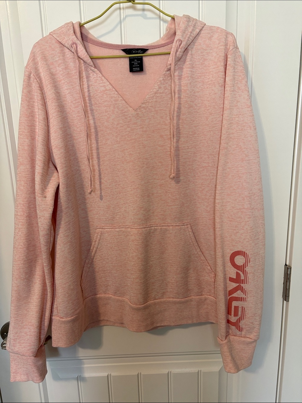 Oakley Women's Light Pink V-Neck Hooded Pullover Sweatshirt